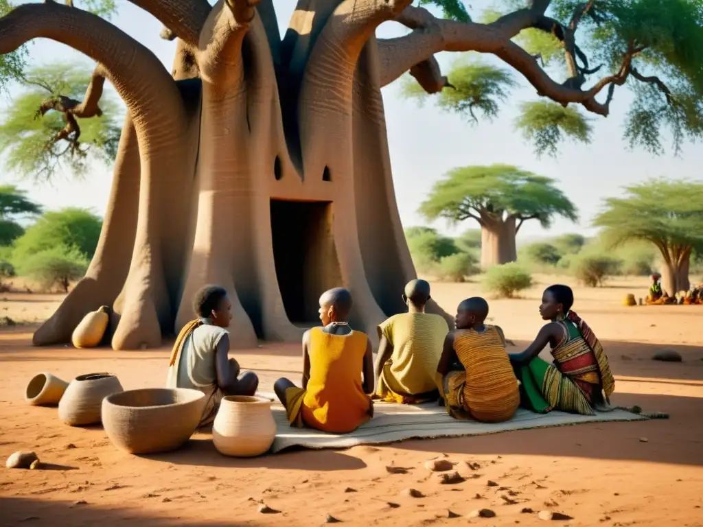 Tejedoras Dogon crean con significado espiritual bajo el baobab