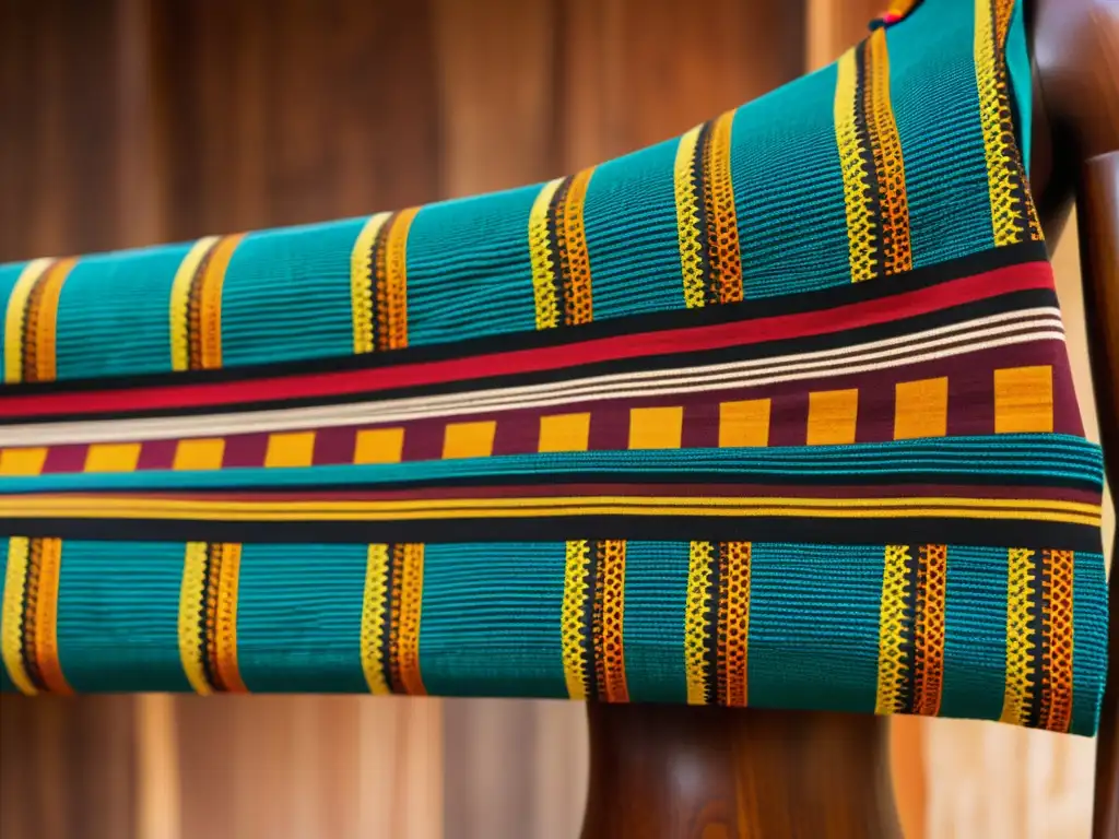 Un tejido africano vintage deslumbra con sus patrones y colores vibrantes, exhibiendo la artesanía y tradición cultural