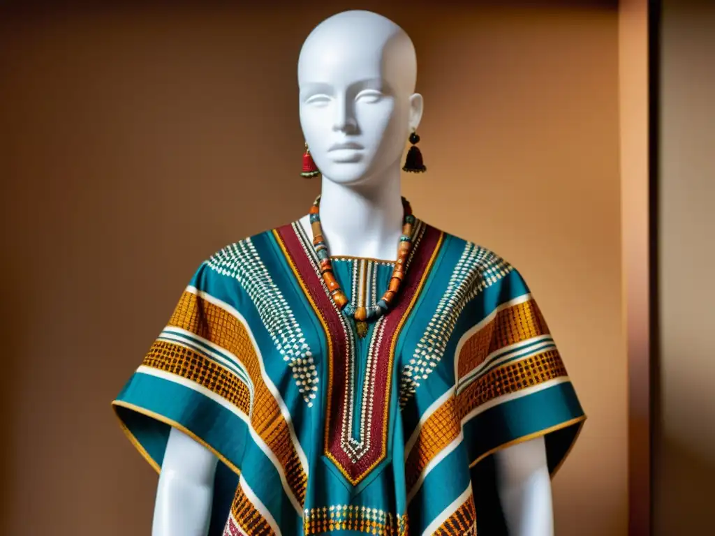 Un tejido africano vintage con patrones hereditarios y colores terrosos, que cuenta historias de tradición y significado cultural