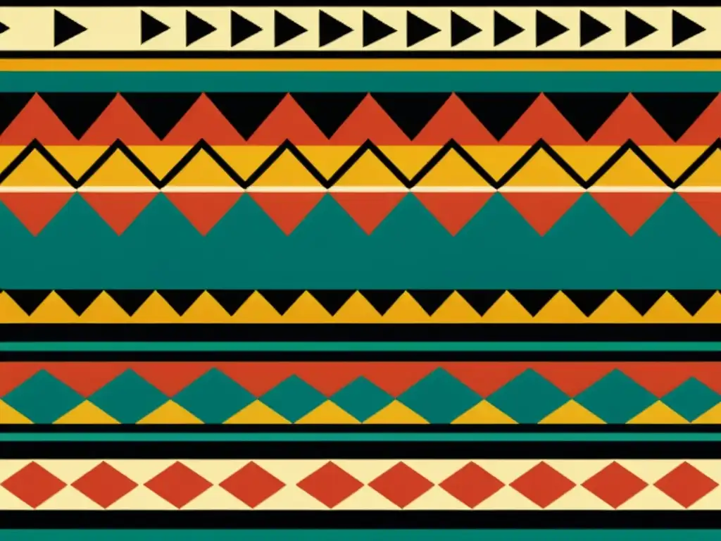 Un tejido tribal africano con patrones geométricos y colores vibrantes, representando la artesanía y los Diseños tribales africanos más emblemáticos