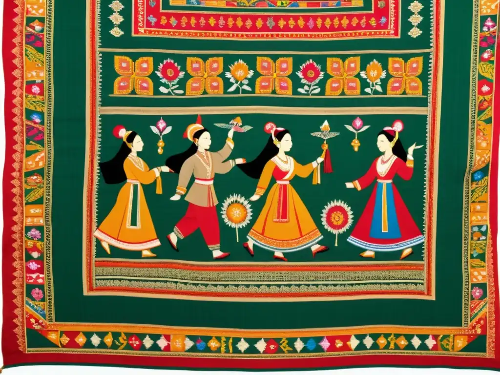 Un tejido vintage de Manipur, con colores vibrantes y motivos culturales, refleja la rica herencia textil de la región