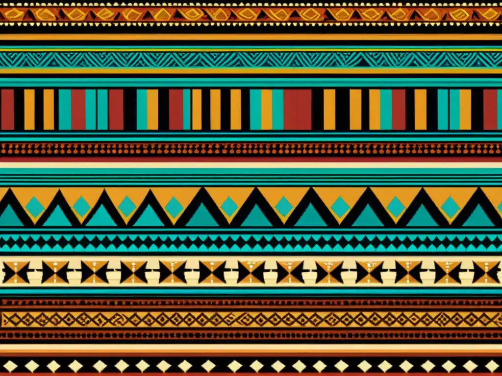 Textil africano con patrones geométricos y colores vibrantes, bordados a mano y detalles en cuentas