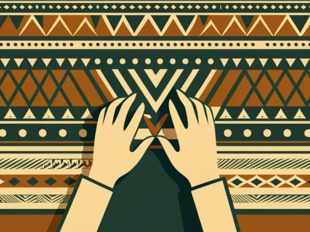 Un patrón tribal vintage se crea con destreza en Adobe Illustrator, usando tonos terrosos y formas geométricas