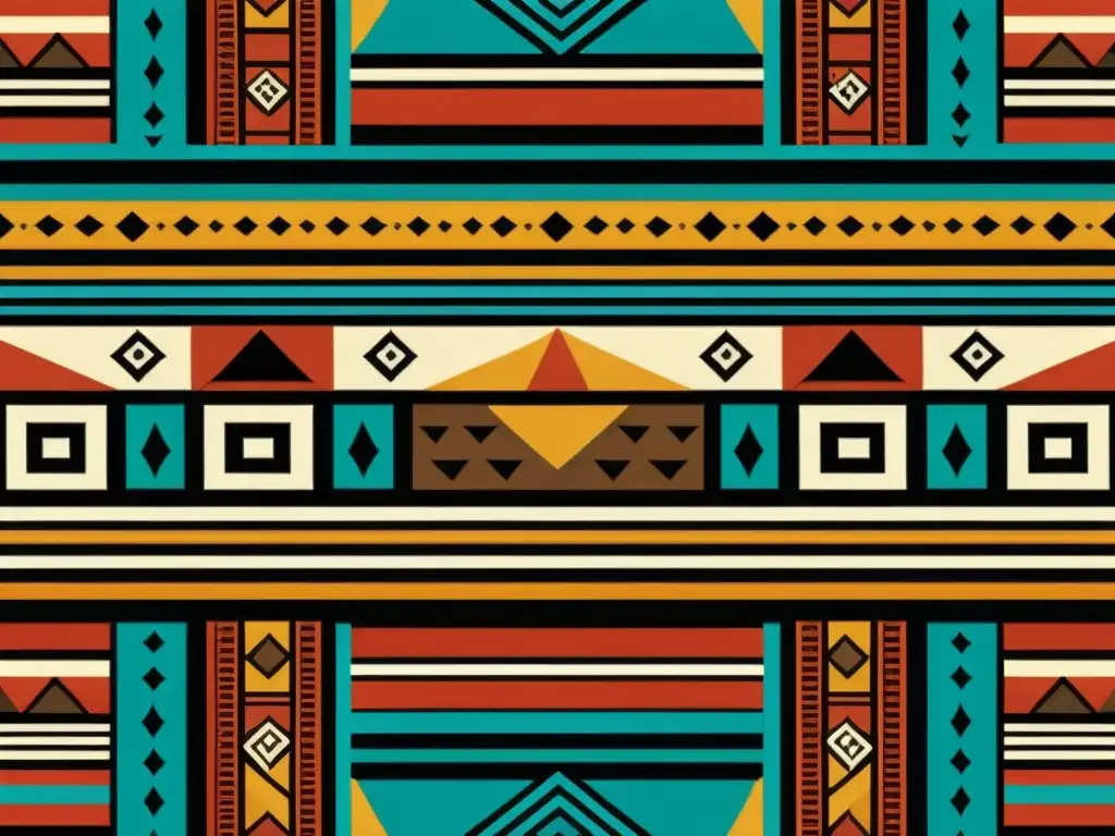 Diseño tribal con patrones africanos en colores vibrantes y formas geométricas, representando la rica herencia cultural africana