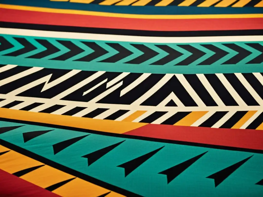 Diseño tribal patrones africanos: Detalle de la pintura a mano de un patrón tribal africano en tela, mostrando su artesanía y rica historia cultural