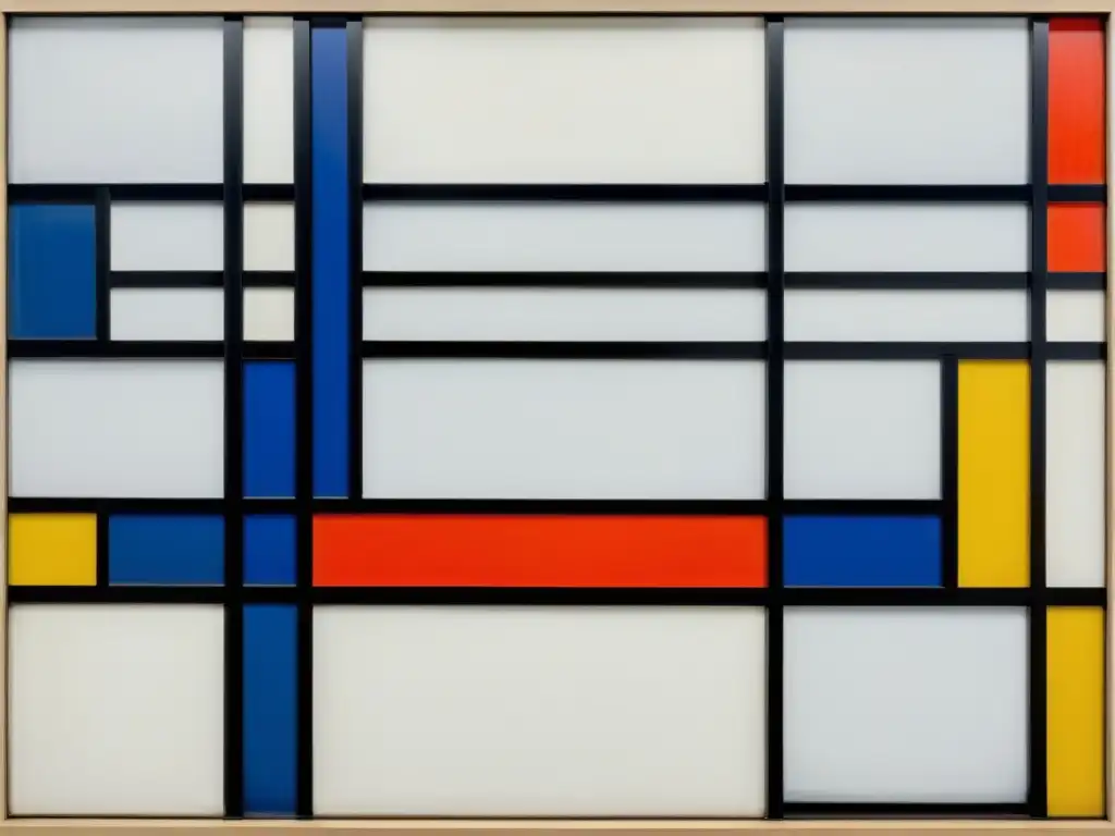 Una valiosa obra de arte de Mondrian con patrones geométricos en una galería de prestigio