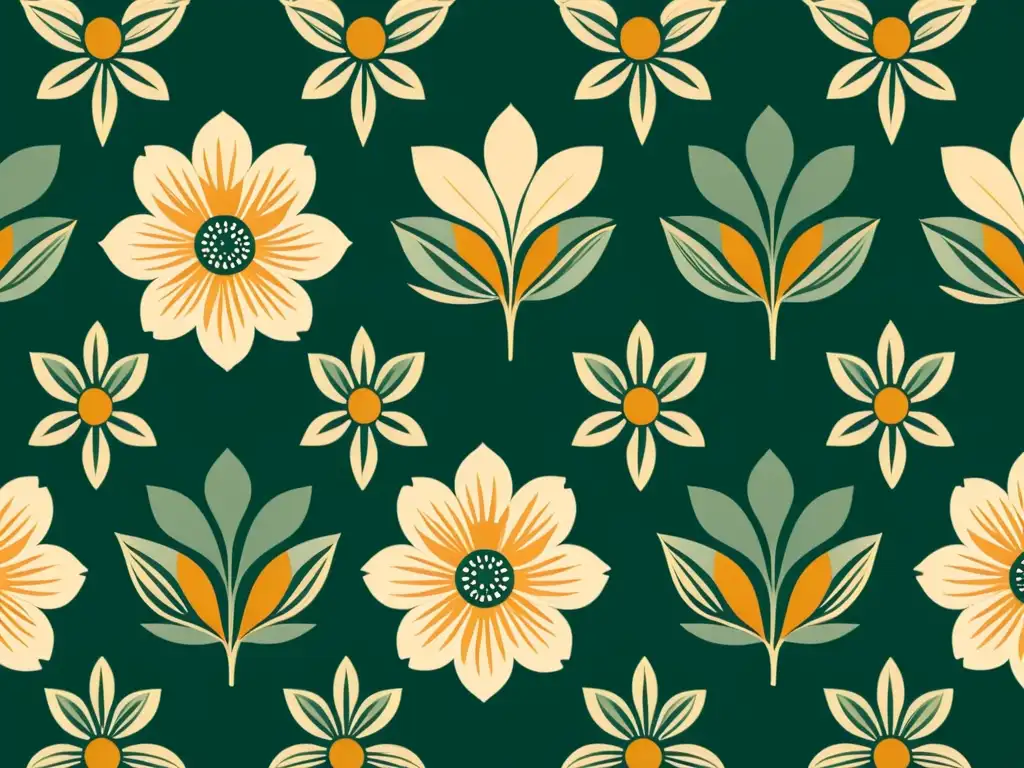 Diseño de patrón vectorial vintage con motivos florales en tonos terrosos