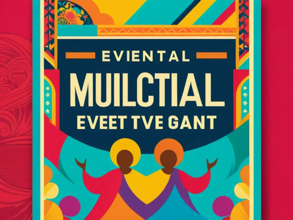 Un vibrante cartel vintage para un evento multicultural con diseños dinámicos en publicidad multicultural