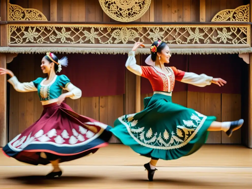 Vibrante danza folclórica capturada en una impresionante fotografía vintage