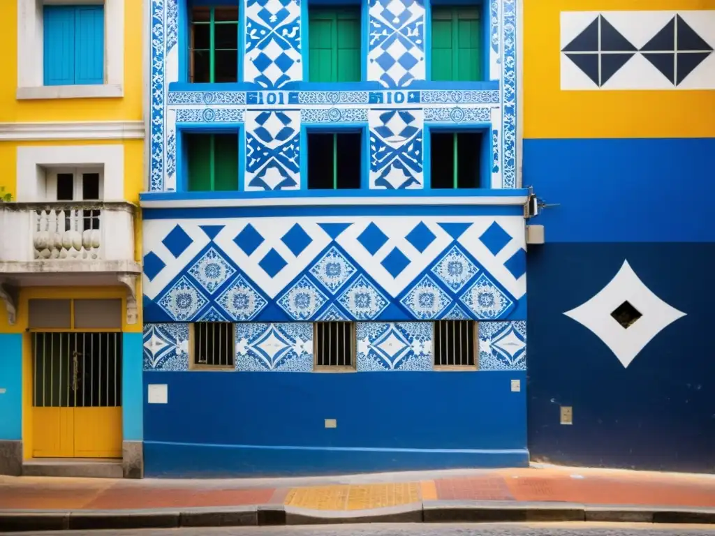 Vibrante esquina de Río de Janeiro con azulejos, graffiti colorido y patrones urbanos