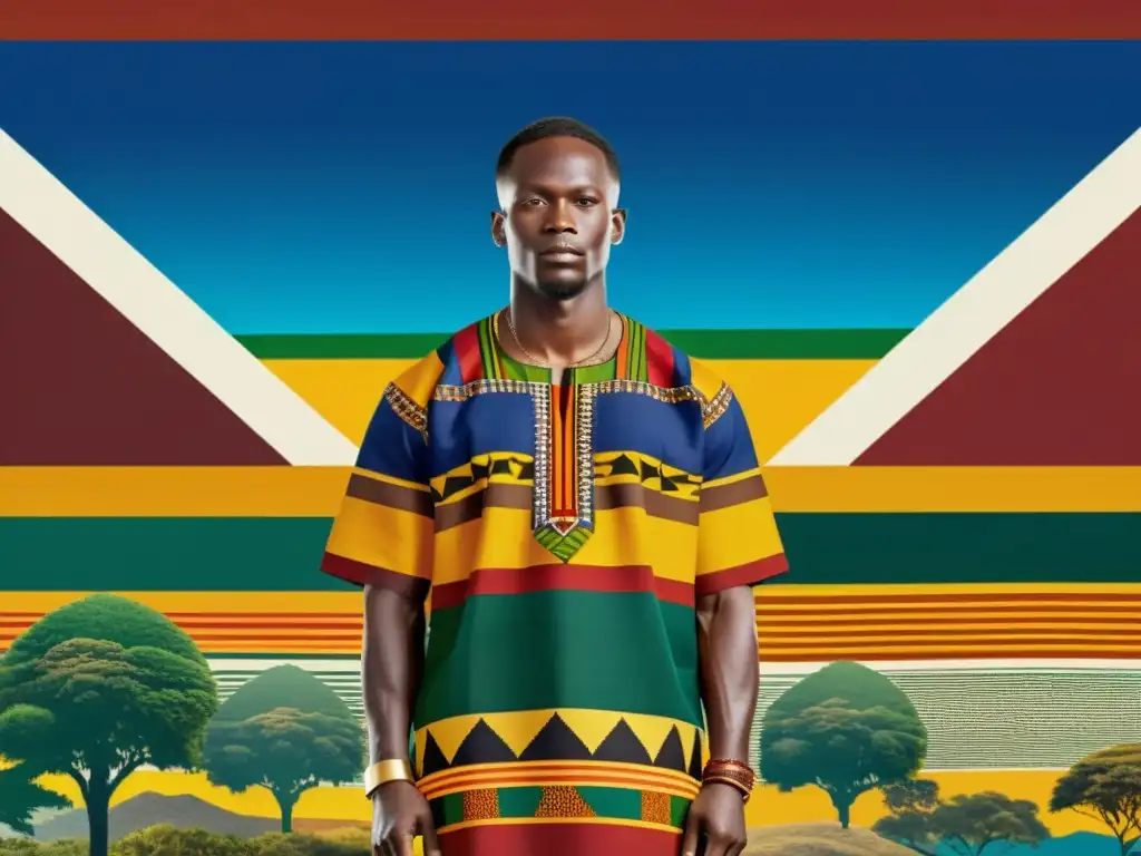 Vibrante tela Kente con patrones africanos, simbolizando la rica herencia cultural y el significado de patrones textiles africanos