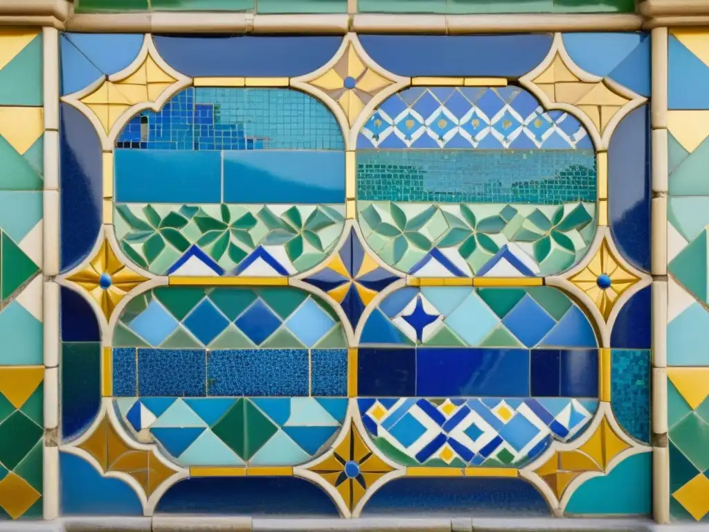 Vibrante mosaico con patrones artísticos de culturas del mundo en edificio histórico de España