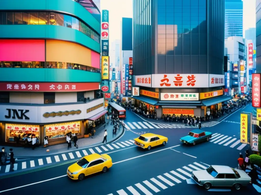 Vida urbana en Tokio: patrones artísticos y vibrante mezcla de tradición y modernidad en bulliciosa calle