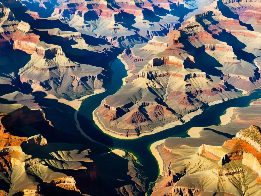 Vista aérea fascinante del Gran Cañón con patrones geológicos naturales