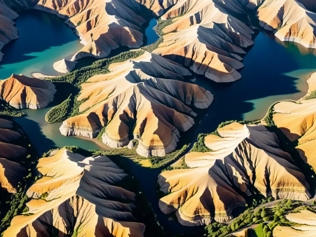 Vista aérea de un paisaje montañoso con patrones geológicos que influyen en la biodiversidad